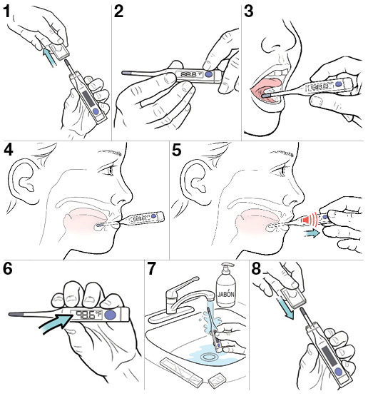 8 pasos para tomarle la temperatura al niño por la boca.