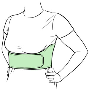 Front view of person wearing a rib belt.